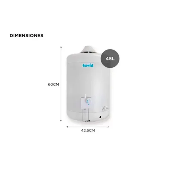 Termotanque Escorial 45L Multigas Carga Superior Blanco - Image 4
