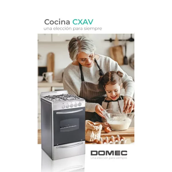 Cocina DOMEC Apolo CXAV 4 hornallas Multigas 58L Acero Inoxidable - Image 4